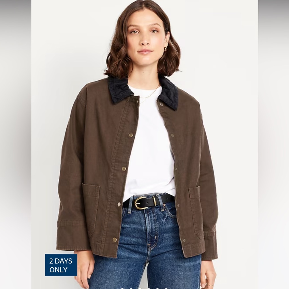 Old Navy Canvas Barn Jacket, Chocolate Kiss (Brown), Sz Medium PETITE, NWT